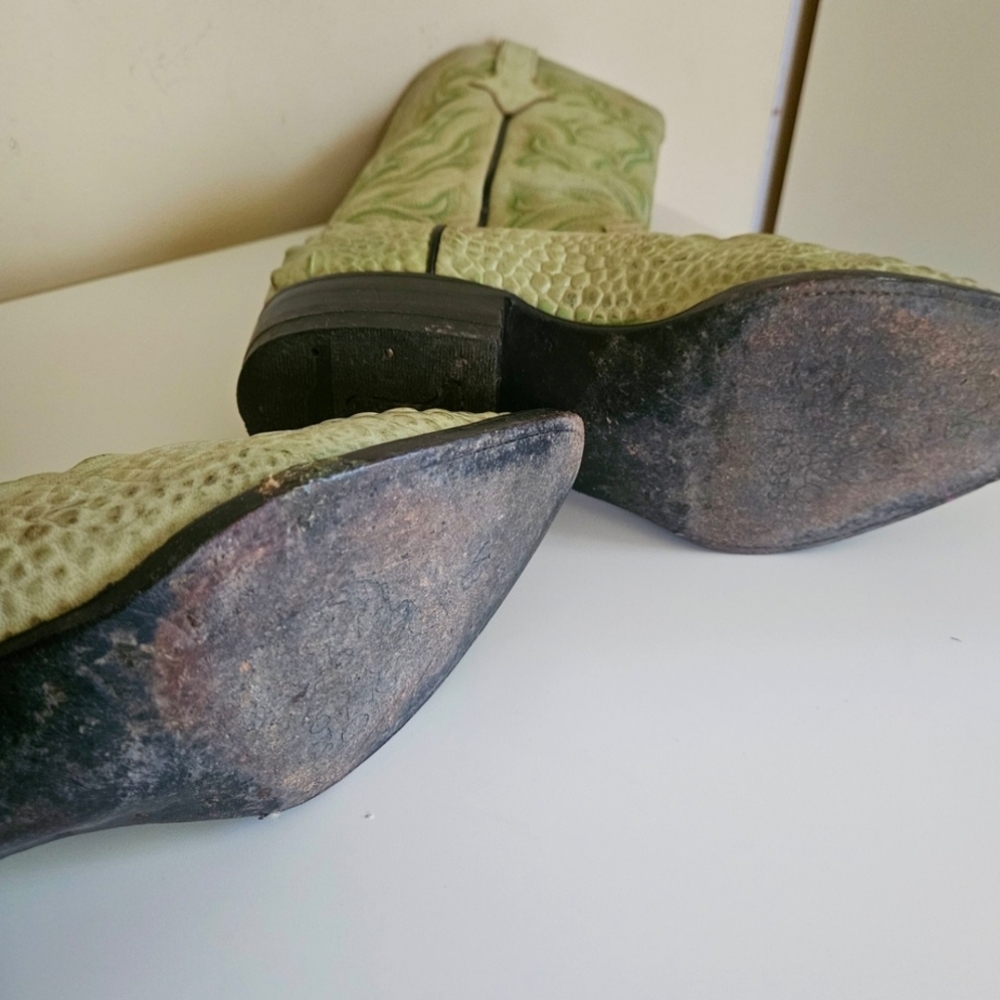 Cowboy Boots Alligator Leather Women US Size 8 Mexico in color Sage Green - Picture 7 of 13